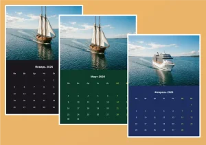 Генератор календаря на выбранный месяц с возможностью добавить фото в календарь